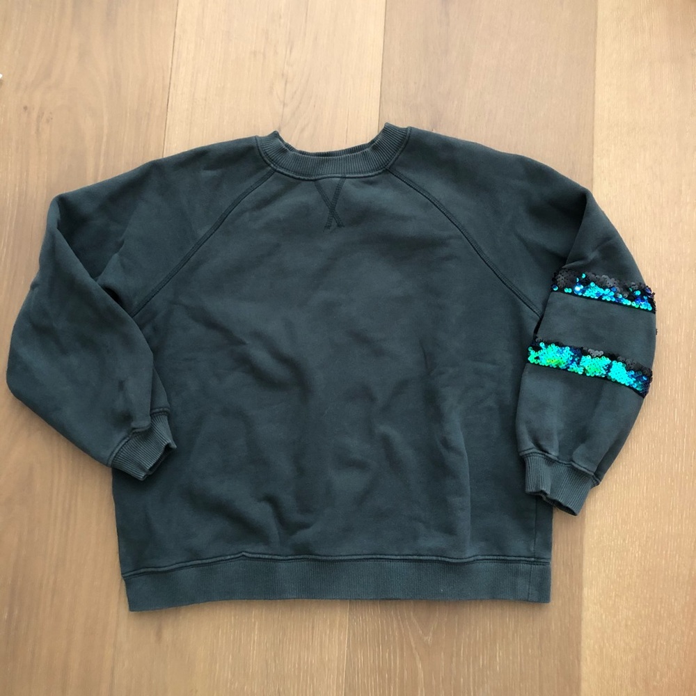 Zara kids green crewneck sweater w/ sequin detail